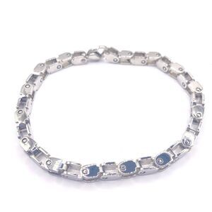 Silver Box Link Chain 3D Tennis Bracelet